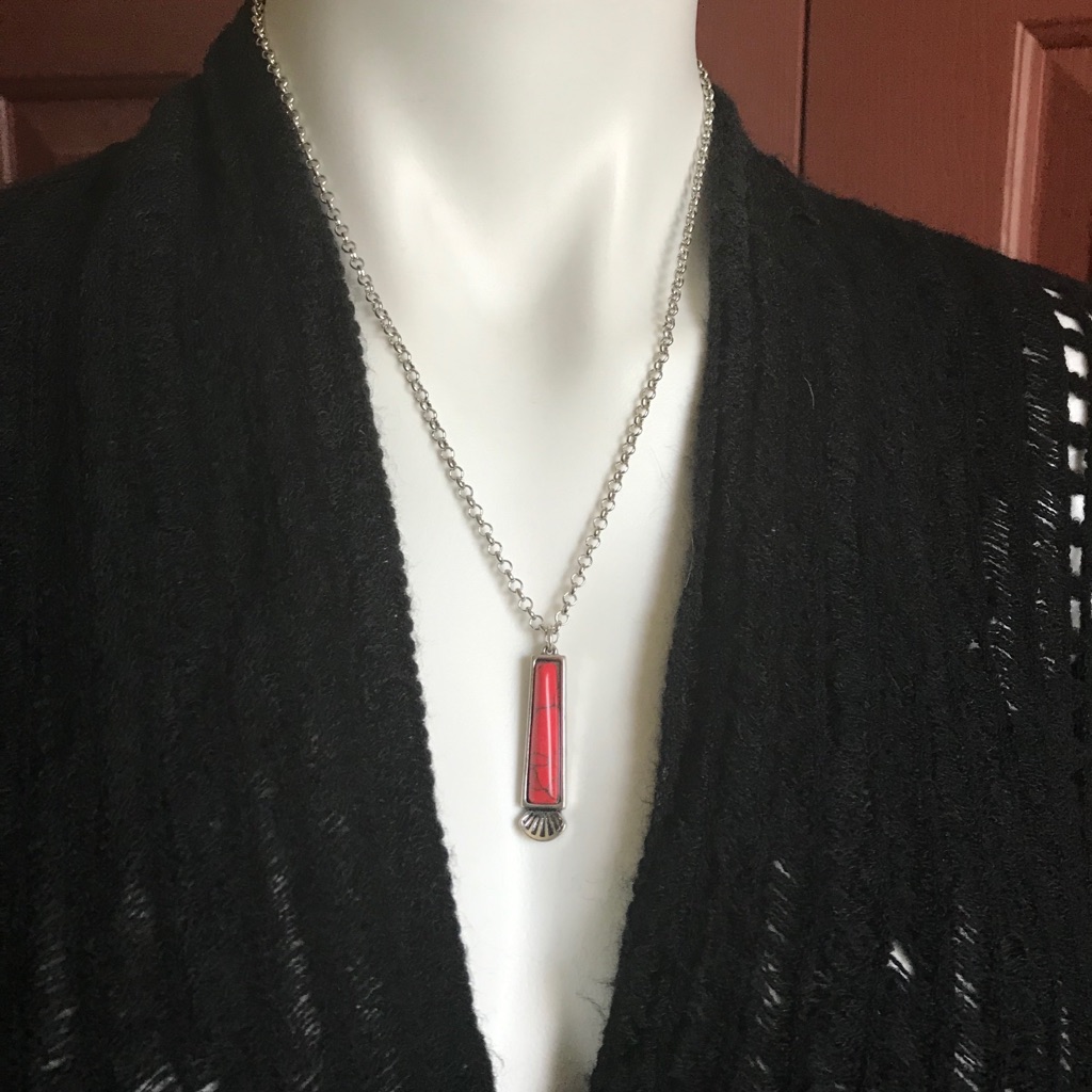 Red Coral Look Stone Necklace. Nwot